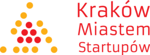 Kraków Miastem Startupów - logo z kolorowymi kółkami reprezentującymi innowacyjną ekosystem biznesowy