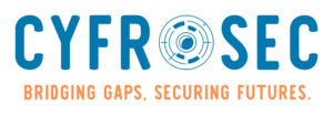 CYFR SEC logo - Bridging gaps, securing futures - cybersecurity organization branding with circular target icon