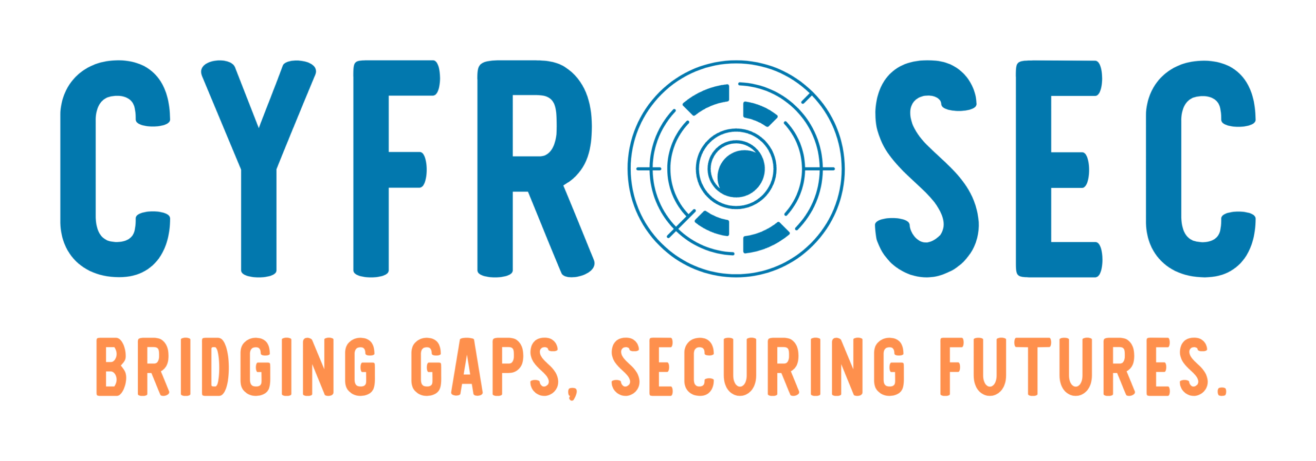 CYFR SEC logo - Bridging gaps, securing futures - cybersecurity organization branding with circular target icon