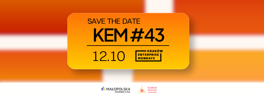 KEM#43 zapisz datę 12.10 Kraków Enterprise Mondays orange banner